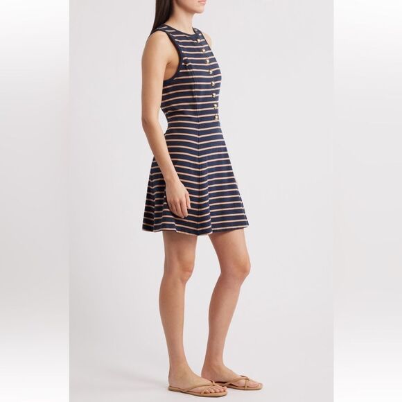 Nation LTD Navy and White Striped Mini Dress - Picture 7 of 17